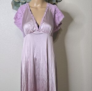 Vanity Fair Lavender Maxi Dress with Lace Sleeves